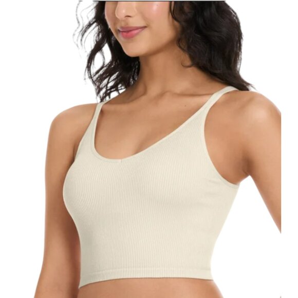 NWOT Lemon Ribbed Yoga Bra | Beige - Picture 2 of 5
